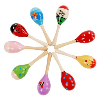 2018 Farverige Træ Maracas Baby Barn musikinstrument Rasle Shaker Part Børn Gave Toy legetøj for børn