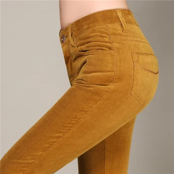 2018 Forår Mode Velvet Høj talje casual bukser fløjlsbukser bukser bukser straight bukser med stretch Slank stor størrelse 28-38