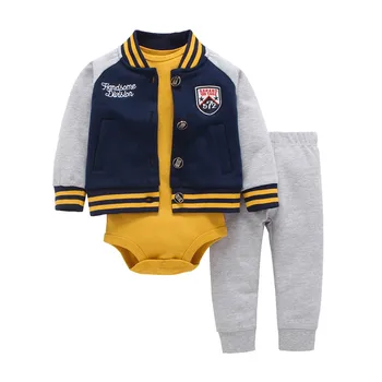 2018 Forår og Efterår 3stk Baby Tøj Sæt af Hooded Cotton Coat Heldragt, Vest og Bukser, Baby Pige Tøj til Børn Tøj