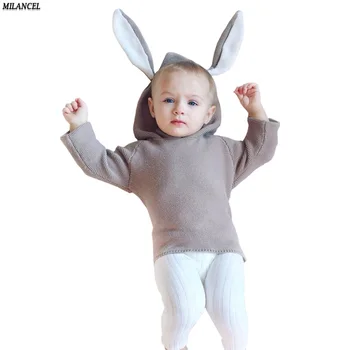 2018 Foråret Baby Drenge Trøjer 3D Kanin Bomuld Pullover Børn Piger Strikket Sweater Bunny Jumpere Piger Drenge Cardigan Engros