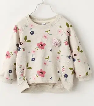2018 foråret børnetøj kausale blomster langærmet tynd bomuld baby piger trøjer t-shirts til børn piger tshirt toppe