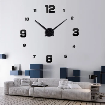 2018 gratis fragt nye rigtige metal diy 3d akryl spejl væg ur ur ure hjem dekoration moderne nål kvarts klistermærker