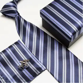 2018 hals uafgjort sæt tørklæder manchetknapper, slips til mænd, Pocket square Lommetørklæder bryllupsgave