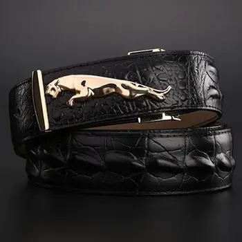 2018 helt nye jaguar krokodille style guld bælte størrelse 120 cm høj kvalitet bælter cowboy mode designer luksus mænd rem jeans