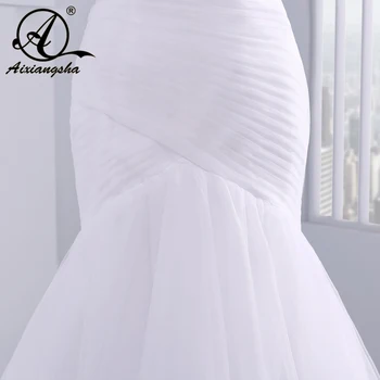 2018 Hot salg-gulvtæppe længde læg billige bryllup kjoler tyl robe de mariage Elegant Havfrue brudekjole