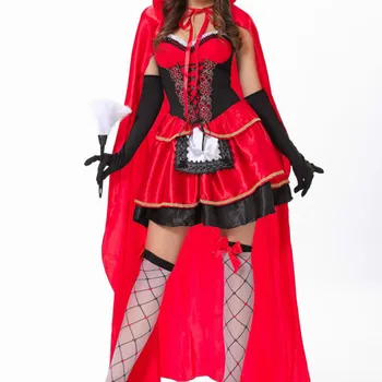2018 Høj Kvalitet Little Red Riding Hood Kostume til Kvinder, der har Lyst Voksen Hallowen Cosplay Fantasia Feminina Plus Size XL
