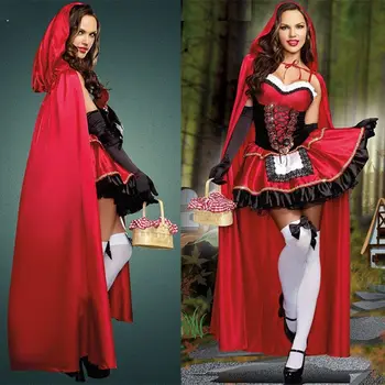 2018 Høj Kvalitet Little Red Riding Hood Kostume til Kvinder, der har Lyst Voksen Hallowen Cosplay Fantasia Feminina Plus Size XL