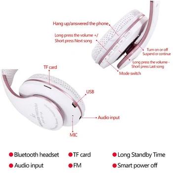 2018 JKR 211B Bluetooth-Headset, Trådløse Hovedtelefoner Stereo Musik med Micophone Bluetooth Hovedtelefoner Understøtter FM-Radio TF Kort