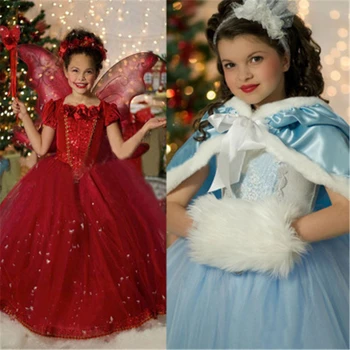 2018 Jul Fantasia Elsa Anna Prinsesse, Kappe Kjole Snow Queen Costume lille Barn Pige Askepot Fancy Kjoler til Halloween