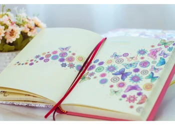 2018 Kawaii Søde Koreanske Floral Print Bog Farverige Blomst Line Bærbare Indbundet Dagbog Mejeri Sketchbook For Piger