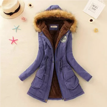 2018 kvinder vinter blive varm frakke kvindelige efteråret hooded cotton pels plus size grundlæggende jakke, overtøj lange slanke damer chaqueta