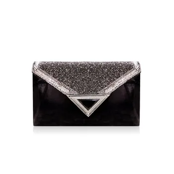 2018 Kvinders Mode Kuvert Tasker Nyt Design-Diamond Fløjl Afslappet Håndtaske Cover Dag Clutches Tasker Sort Nat Taske Med Kæde