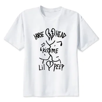 2018 Lil Peep Sjove Tshirt Rappaer Brugerdefinerede Shirt Hip-hop Mand, Hvid kortærmet Mandlige Tshirt
