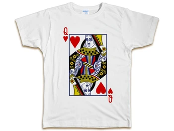 2018 Mode Brev, der Trykte T-Shirt med Queensize-Playing Card T-Shirt - Cool Designer Mænd Top til Stede Gave Casual t-shirt