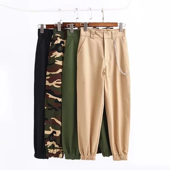 2018 modekoncern Militær Camouflage bukser kvinder Hær sort høj talje løs Camo bukser Bukser Street Jogger sweatpants