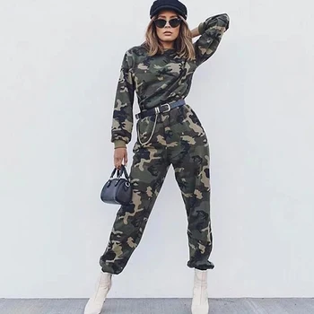 2018 modekoncern Militær Camouflage bukser kvinder Hær sort høj talje løs Camo bukser Bukser Street Jogger sweatpants