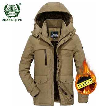2018 Mænd er store størrelse M-5XL vinter tykkere hætteklædte jakke mand casual mærke ren bomuld afs jeep army grøn fleece tyk pels