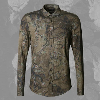 2018 Mænd nye vinter Vintage skjorte trykt blomst langærmet shirt til mænd slanke mode bomuld i Europæisk stil, kvalitet, mærke shirt