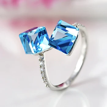 2018 new Høj kvalitet kvinder smykker søde 925 Sterling sølv, blå krystal ringe piger fashion simpel Kvindelige smykker elskere gave
