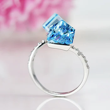 2018 new Høj kvalitet kvinder smykker søde 925 Sterling sølv, blå krystal ringe piger fashion simpel Kvindelige smykker elskere gave