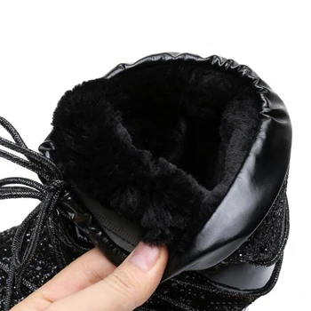 2018 ny Sne støvler vinter ankle boots kvinder sko sikkerhedssko mode hæle vinter støvler fashion sko Sequined plads støvler 8