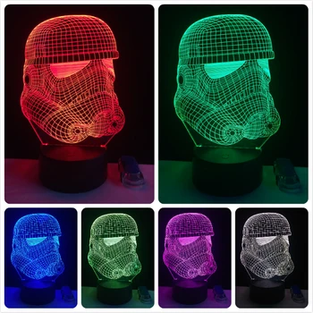 2018 NYE 3D-Lampe Death Star War R2D2 BB-8 Darth Vader Stormtrooper Ridder Tabel LED NAT LYS Flerfarvet Tegnefilm Toy Luminaria