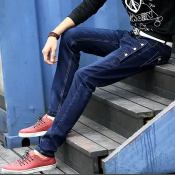 2018 nye ankomst jeans-mænd Mode elasticitet mænds jeans af høj kvalitet, Komfortable, Slank mand bukser ,blå og sort.