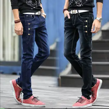 2018 nye ankomst jeans-mænd Mode elasticitet mænds jeans af høj kvalitet, Komfortable, Slank mand bukser ,blå og sort.