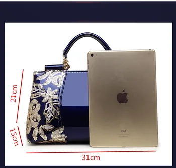 2018 nye broderi luksus håndtaske design-høj kvalitet patent læder damer kontor tasker håndtasker kvinder kendte mærker