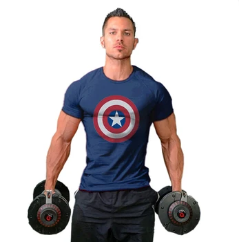 2018 Nye Captain America-Shield T-Shirt med O-Hals Trykt T-shirts til Mænd Tee Bomuld Fitness Tøj Overdele