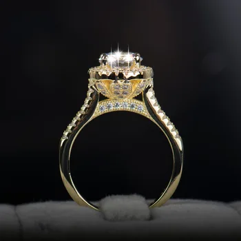 2018 nye fasion smykker ægte 925 sterling sølv ring, Guld Farve Klassiske engagement vielsesringe AAAAA Cubic zircon for kvinder