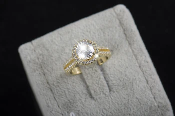 2018 nye fasion smykker ægte 925 sterling sølv ring, Guld Farve Klassiske engagement vielsesringe AAAAA Cubic zircon for kvinder
