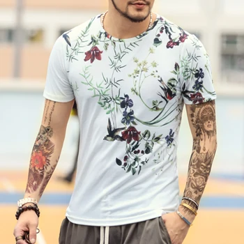2018 nye forår mænds digital udskrivning af kort ærmet T-shirt i bomuld casual tops tees Fitness-Herre T-shirt i mærke tøj T4315