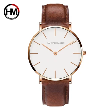2018 nye HM mærke Kvarts ur for elskende par casual business Vandtæt enkle ure mode hit farve læder rem CB01