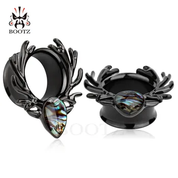 2018 nye KUBOOZ smykker ørepropper hjorte logo øre tunnel skal falde i rustfrit stål, sølv og sort øre piercing par sælger