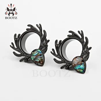 2018 nye KUBOOZ smykker ørepropper hjorte logo øre tunnel skal falde i rustfrit stål, sølv og sort øre piercing par sælger