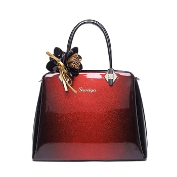 2018 nye luksus taske kvinder taske designer høj kvalitet patent læder håndtaske damer rød bryllup messenger taske office business tote