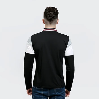 2018 Nye Mænd Patchwork Polo-Shirt med Lange Ærmer i Kontrast Farve Mænds Casual Polo camisa masculina polo shirt mænd