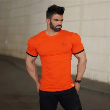 2018 NYE Mænd Sommeren fitnesscentre t-shirt Fitness-Bodybuilding Crossfit shirts Syning farve O-Hals, korte ærmer mærke tee toppe mode