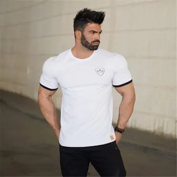 2018 NYE Mænd Sommeren fitnesscentre t-shirt Fitness-Bodybuilding Crossfit shirts Syning farve O-Hals, korte ærmer mærke tee toppe mode