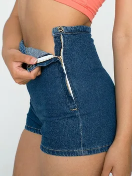 2018 Nye Sexede Kvinder, Slank Høj Talje Jeans Denim Tryk Kort Hot Shorts Stramme En Side-Knappen