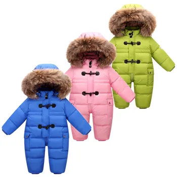 2018 NYE stil russiske vinter baby flyverdragt 90% duck ned frakker jakke til piger varm Park for børn dreng sne bære buksedragt