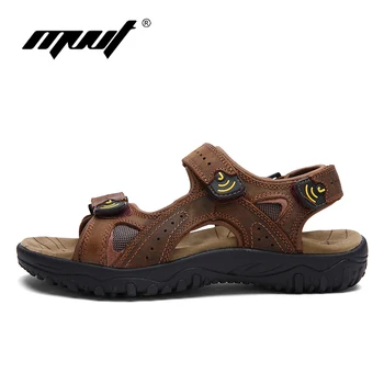 2018 Nye stil sommeren mænds sandaler i Ægte læder sko mænd beach sandaler klassikere Rom stil udendørs sandaler mænd sko