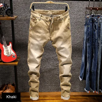 2018 Nyligt Mode Mænd-Jeans Slim Fit Elastisk Blyant Bukser Blå Blå Grøn Farve Bomuld, Mærke Klassiske Jeans-Mænd Skinny Jeans
