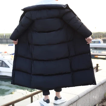 2018 Nyt Tøj, Jakker Business Lange Tykke vinterfrakke Mænd Solid Parka Fashion Overfrakke Overtøj af bomuld vatteret jakke mænd