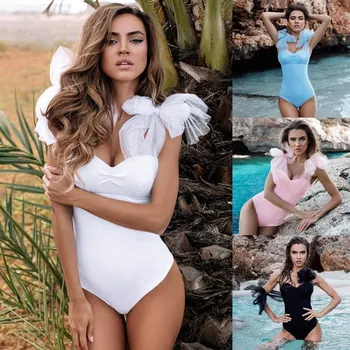 2018 Sexet Badende Solid Patchwork Gaze Trikini Svømme Badedragt Monokini Push Up Brasilianske Badetøj Til Kvinder Et Stykke Badedragt