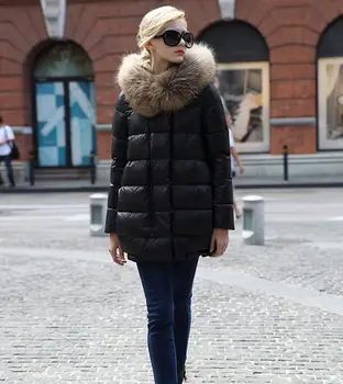 2018 Vinter koreanske version med stor pels krave hætte duck ned jakke dame lange tykkere cocoon stil varm ned frakke wj1542