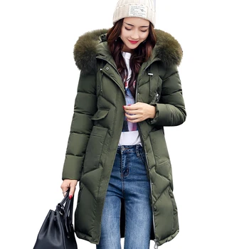 2018 vinteren kvinder hætteklædte pels pels krave tykkere varm lang jakke kvindelige plus størrelse 3XL parka overtøj damer chaqueta feminino
