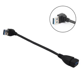 20cm USB 3.0 EN Mandlig og Kvindelig 90 Vinklet Udvidelse Adapter kabel USB2.0 mandlige og kvindelige højre/venstre/op/ned Sort kabel ledning