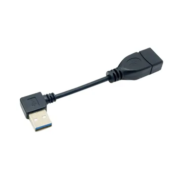 20cm USB 3.0 EN Mandlig og Kvindelig 90 Vinklet Udvidelse Adapter kabel USB2.0 mandlige og kvindelige højre/venstre/op/ned Sort kabel ledning